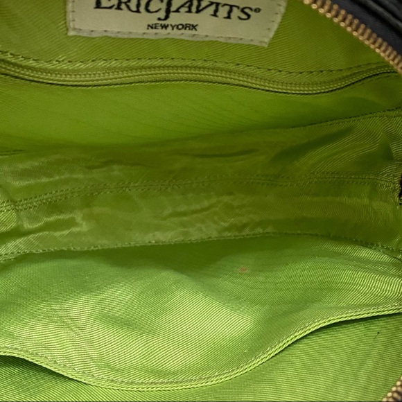 ERIC JAVITS Black Straw Woven 7.5” Round Wristlet - Picture 15 of 16